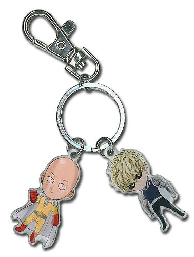 ONE PUNCH MAN - SD SAITAMA AND GENOS METAL KEYCHAIN